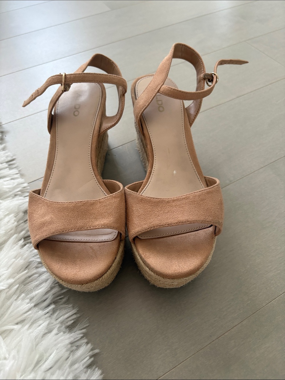 Aldo Tan Suede Espadrille Wedge Sandals